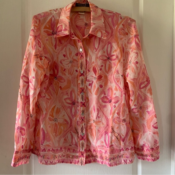 Sigrid Olsen silk floral button down top - Picture 1 of 9